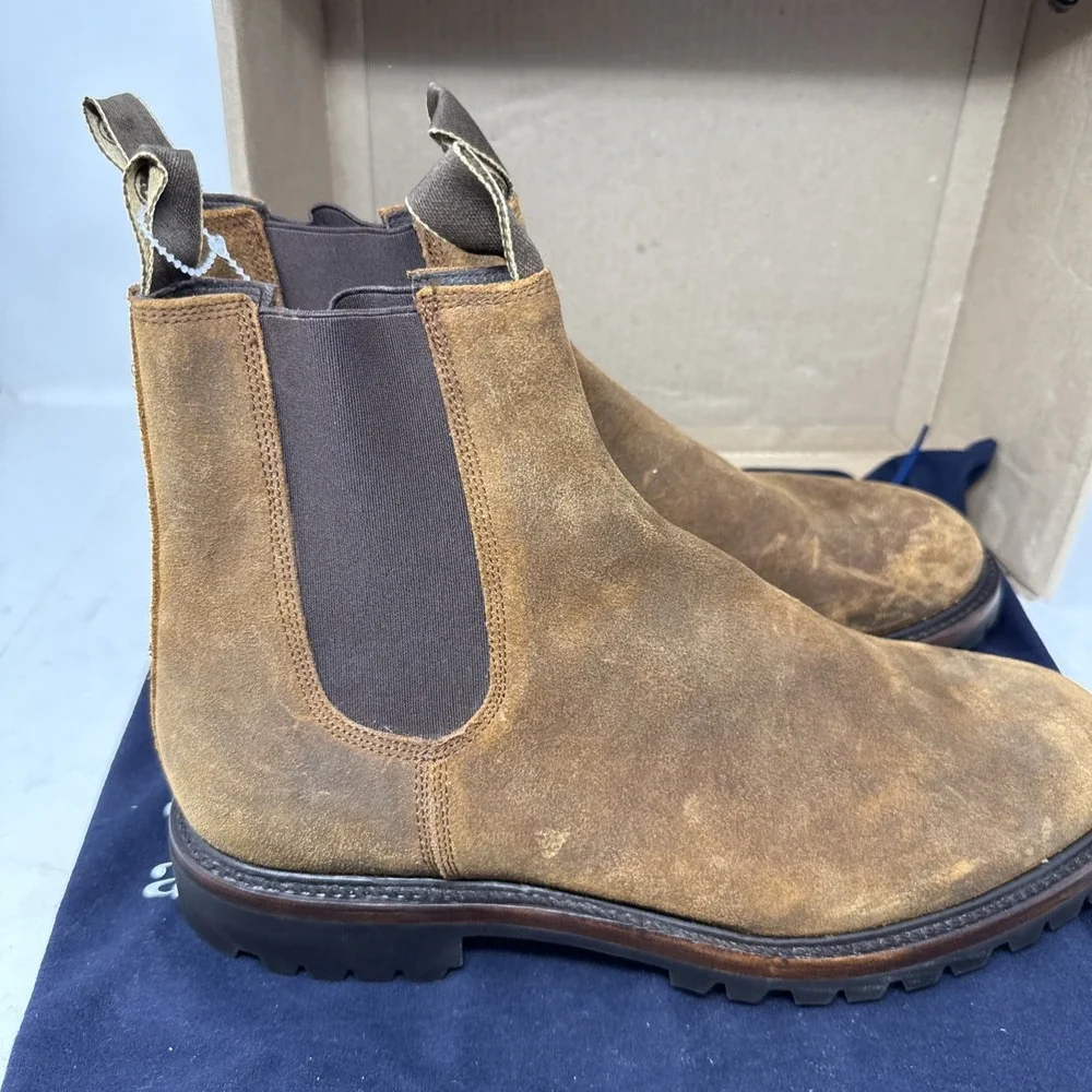 Mens 13 Taylor Stitch Ranch Boot Redwood Waxed Suede Chelsea Ankle Vibram Brown